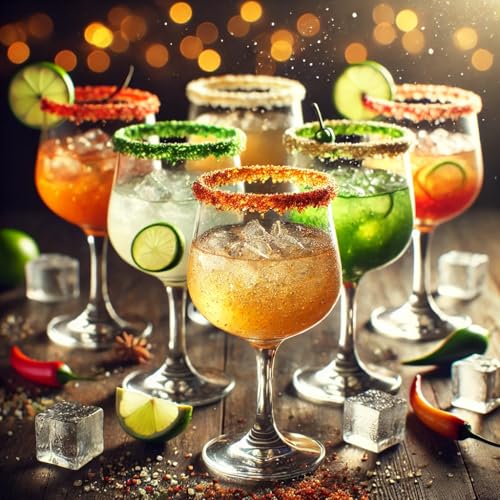 Kiri & Sons 5-Pack Premium Margarita & Cocktail Flavored Salt Rimmer - Chili Lime, Lemon Drop Sugar, Lime, Habanero & Ho