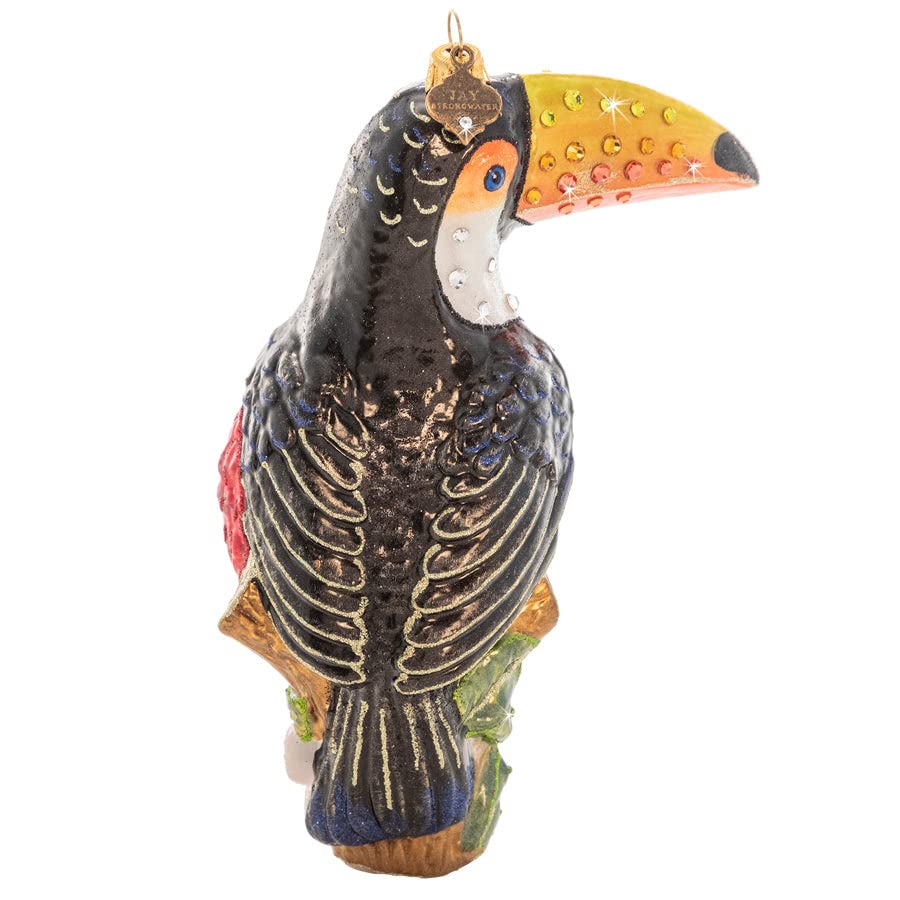 Jay Strongwater Toucan with Flowers Ornament for Home Decoration - Kitchen Bathroom Modern Decor - Height 250mm - Home D